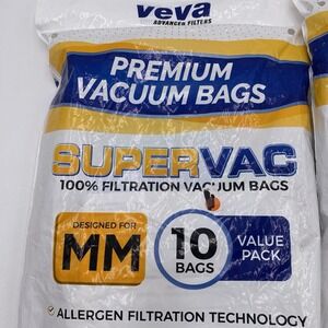 Lot Of 2 VEVA MM PREMIUM SUPER VACUUM BAGS 100% FILTRATION Total 20 BAGS